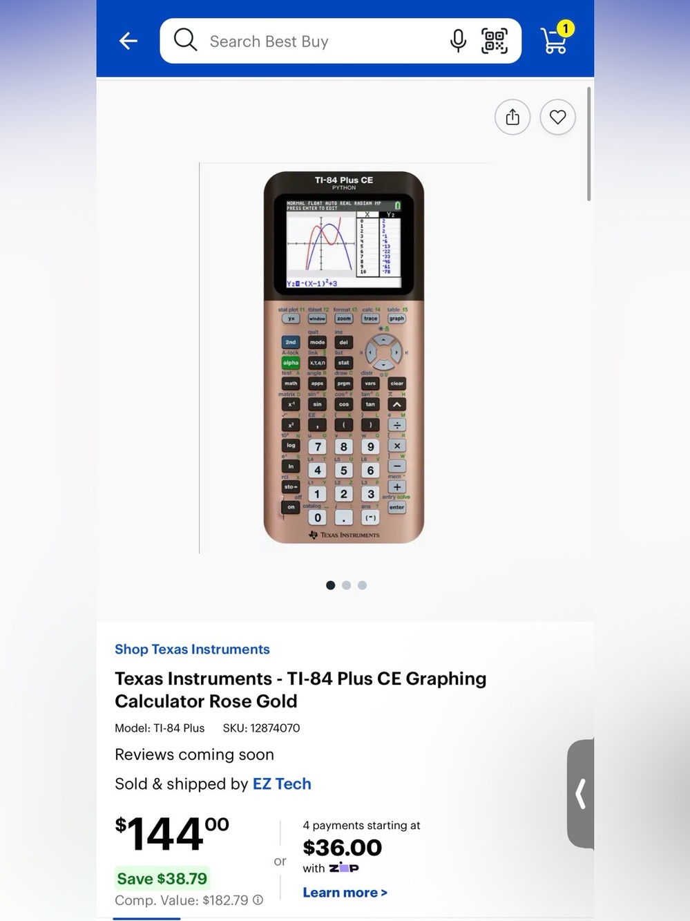 Texas Instruments - TI-84 Plus CE Graphing Calculator Rose Gold
